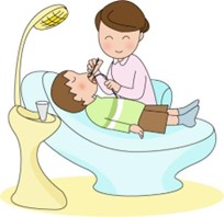 歯科衛生士と小児患者のイラスト